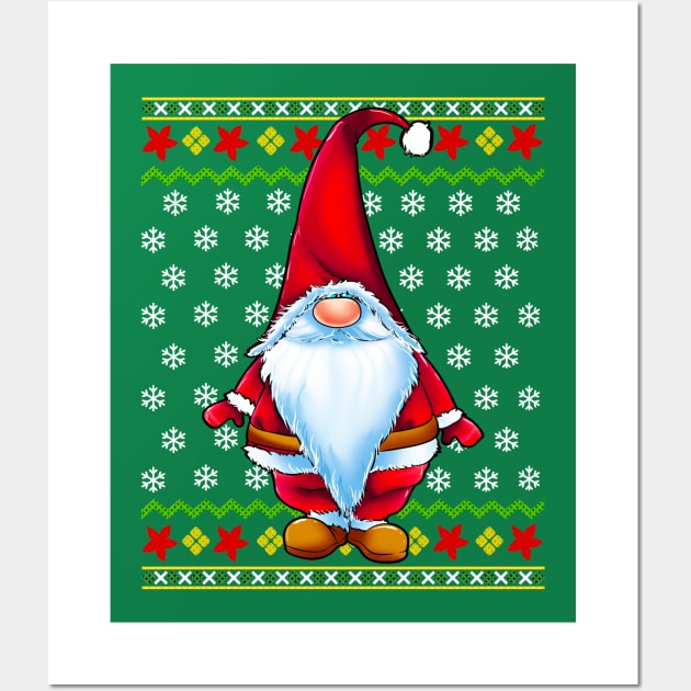 Santa Claus Gnome Ugly Christmas Sweater Wall Art by E